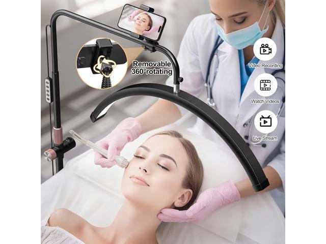 Half Moon Lash Light - Adjustable LED Floor Lash Lamp with 4X Magnifier & Phone Holder for Eyelash Extensions,Nail Art,Tattoo,Skincare,Salon...