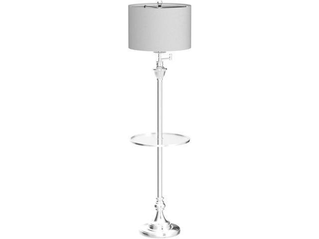 JONATHAN Y JYL3055B Cora 60' Metal/Glass LED Side Table and Floor Lamp Contemporary,Transitional for Bedrooms, Living Room, Office, Reading, Chrome