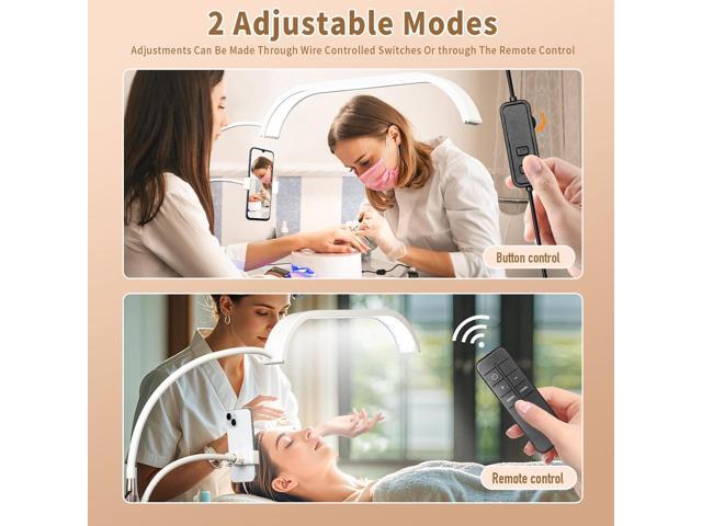HITTI Estheticians Light, Flexible Gooseneck Lash Light for Eyelash Tech, LED Half Moon Light with Phone Holder, Stepless Dimming and 7 Color Modes...