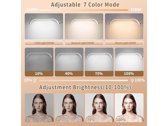 HITTI Estheticians Light, Flexible Gooseneck Lash Light for Eyelash Tech, LED Half Moon Light with Phone Holder, Stepless Dimming and 7 Color Modes...