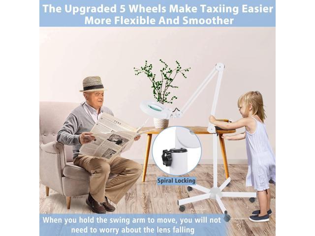 10X Magnifying Floor Lamp with 5 Wheels Rolling Base for Estheticians - 2,200 Lumens LED Dimmable Light with Magnifying Glass, Lighted Magnifier...