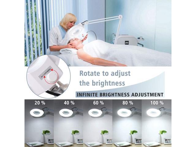 10X Magnifying Floor Lamp with 5 Wheels Rolling Base for Estheticians - 2,200 Lumens LED Dimmable Light with Magnifying Glass, Lighted Magnifier...