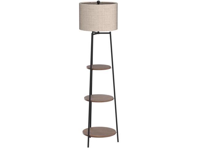 ROSEN GARDEN Floor Lamp, Standing Reading Light with Shelves and Fabric Shade, Modern Tall Pole Lamp, Accent Furniture Décor Lighting for Living...