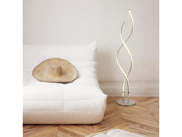 Brightech Embrace Dimmable LED Floor Lamp Modern Spiral Adjustable Standing Lamp for Living Rooms & Offices 2-in-1 Tall End Table Lamp for...