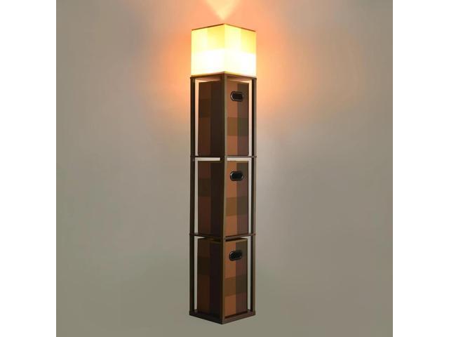 Minecraft Brownstone Torch 5-Foot Standing Floor Lamp and Storage Unit Includes 3 Cube Organizer Storage Bins