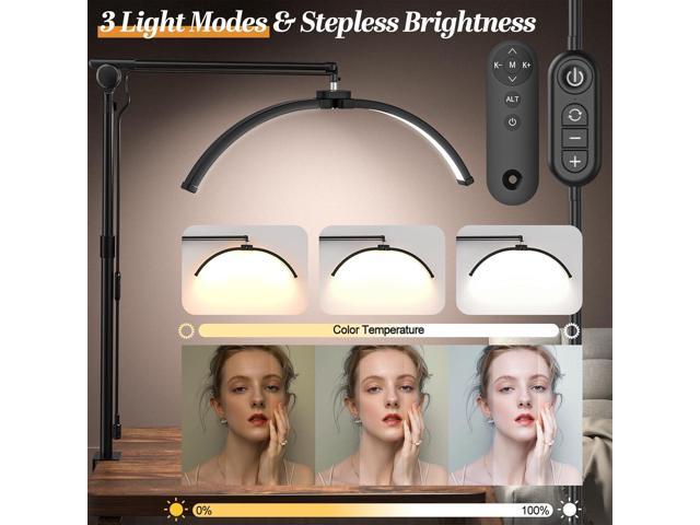 Esthetician Light, 3-Color Dimmable Lash Lamp, 308 LED Beads Shadowless Half Moon Light, Lash Foldable Floor Lamp with 360° Rotation for Beauty,...