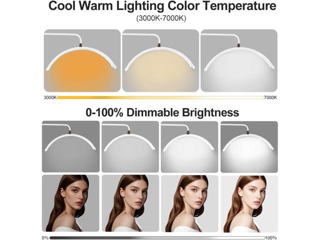 Half Moon Lash Light for Lash Tech, 3-in-1 Professional Esthetician Light with UV Lash Lamp & Phone Holder, Adjustable Height & Brightness for...