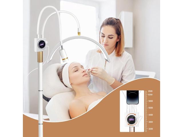 Half Moon Lash Light for Lash Tech, 3-in-1 Professional Esthetician Light with UV Lash Lamp & Phone Holder, Adjustable Height & Brightness for...