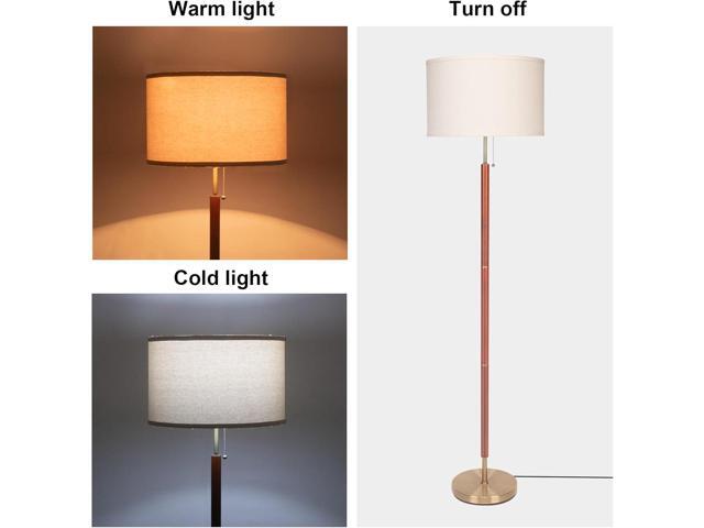HonoDing Mid-Century Modern Floor Lamp, Walnut Wood Finish, Drum Shade, Living Room Décor (64in, E26 LED)