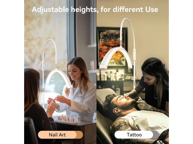 Lash Light for Eyelash Tech, Led Half Moon Light Lamp for Tattoo, Lash Extensions, Esthetician & Artists, Adjustable Height, Dimmable Brightness,...