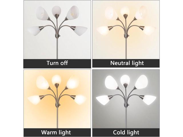 HonoDing Medusa Floor Lamps Standing Lamps 5 Heads Adjustable Reading Light Large Shade Use E26 A19 Bulb Floor Lamps for Living Room Bedroom (Satin...