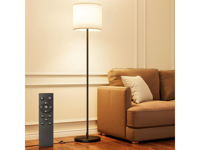 Keepsmile Dimmable Floor Lamps for LivingRoom with 12W LED Bulb, Foot Switch, Remote Custom Color Temperature Floor Light, Linen Shade Standing...