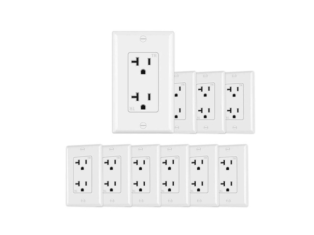 Micmi 20A Decorator Receptacle Outlet, Decorative Wall Socket Outlet, 20 Amp 125 Volt, Tamper Resistant, Grounding UL Listed White (20A Outlet with...