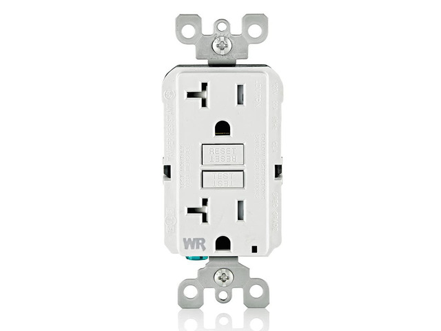 Leviton Self-Test SmartlockPro Slim GFCI Weather-Resistant and Tamper-Resistant Receptacle with LED Indicator, GFWT2-W, White