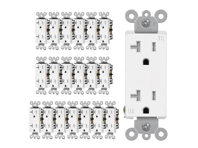 (20 Pack) CML 20 Amp Decorator Receptacle Outlet with Tamper Resistant (TR), Standard Electrical Wall Outlet, Residential and Commercial Grade,...