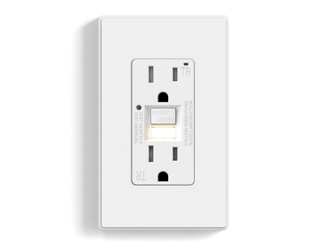 ELEGRP GFCI Outlet w/Nightlight, 15 Amp Self-Test GFI Electrical Outlet, Thinner Design, Tamper Resistant GFCI Receptacle, Ground Fault Receptacle...