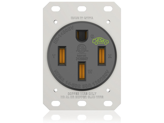 Nema 14-50 Outlet 50 Amp 125/250V Receptacle, 3 Pole 4 Wire Grounding, Electrical Box Mount, for EV Charging NEMA 14-50R