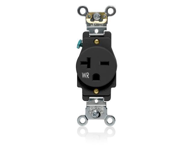 Leviton Single Receptacle Outlet, Weather-Resistant, 20 Amp, 250 Volt, Heavy-Duty Industrial Specification Grade, Back or Side Wire,...