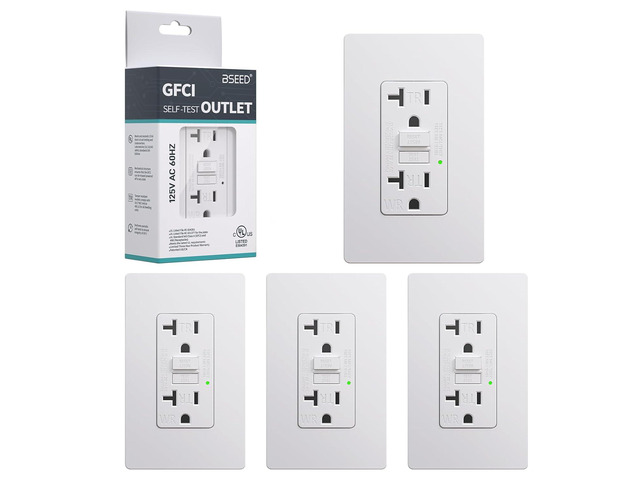 BSEED GFCI Outlet 20 Amp, 4 Pack Self-Test GFI Electrical Outlet with LED Indicator, Weather & Tamper Resistant GFCI Receptacle, Ground Fault...