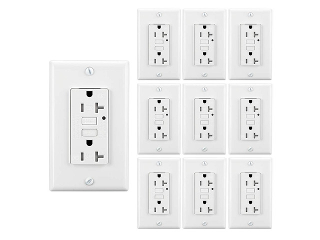 LEOD 20Amp TR & WR GFCI Outlet,125 Volt Tamper-Resistant and Weather-Resistant Receptacle with LED Indicator, 2 Wall Plates and Screws Included,...