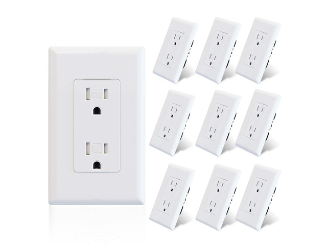 ELEGRP Decorator Wall Receptacle Outlet, Tamper Resistant 15A 125V Standard Electrical Wall Outlet, Residential Grade, Self-grounding, with...