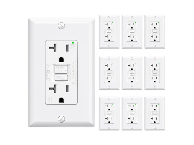 ELEGRP GFCI Outlet 20 Amp, Self-Test GFI Electrical Outlet with Narrow Design, Tamper Resistant GFCI Receptacle with LED Indicator, UL Listed,...