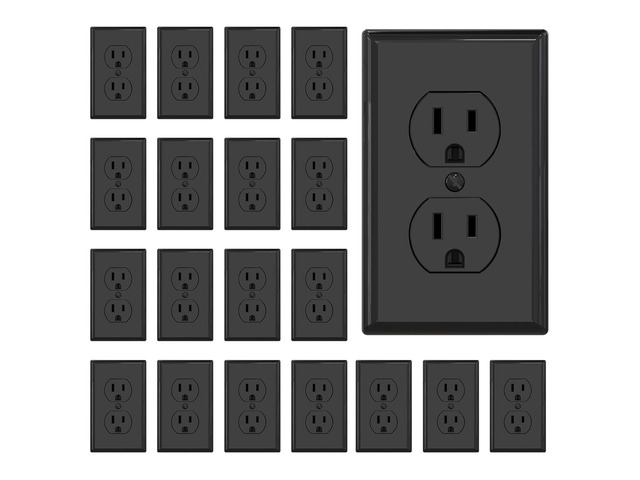 AIDA Outlet Duplex Receptacle with Wall Plate, Electrical Outlet Electrical Wall Outlet, 15 Amp Outlet 125V, Self-Grounding, 2-Pole, 3-Wire, 5-15R,...