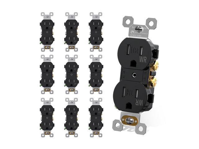 AIDA 15 Amps Outlets Duplex Electrical Receptacle Outlets,Weather Resistance & Tamper Resistant Electrical Receptacle, Wall Outlet,2 Pole,3-Wire,...