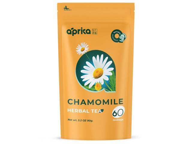 100% Pure Chamomile Tea - Only Flowers without Stems, Chamomile Tea Bags Caffeine Free, 60 count, Calming Tea Chamomile by Aprika Life
