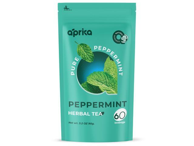 100% Pure Peppermint Tea - Only Mint Leaves without Stems, Peppermint Tea Bags, Caffeine-Free Peppermint Tea Bags, 60 count, by Aprika Life