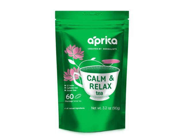 AprikaLife - Calm and Relax Herbal Tea, Stress Relief + Relaxation + Sleep Tea with Chamomile, Peppermint and Lavender - 60 bags. Delicious,...