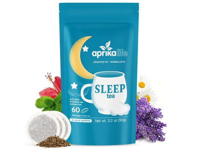 Aprika Life - Sleep Tea with Sleep Guide, 100% Natural Herbal Tea with 12 Herbs Created by Herbalists, Promotes Relaxation, Stress Relief - Restful...