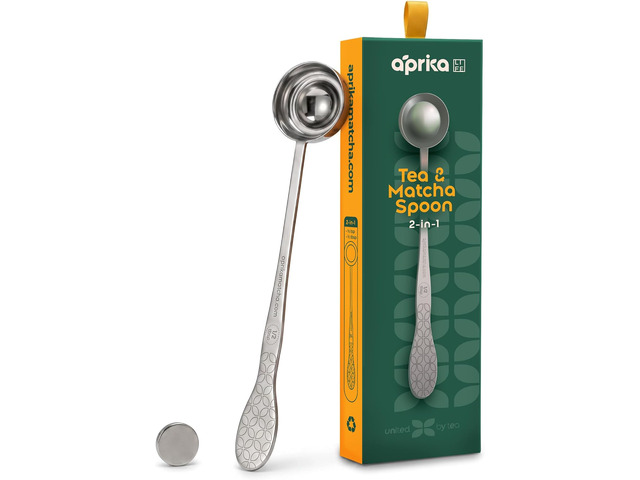 Aprika Life 2-in-1 Matcha Spoon & Tea Scoop with Magnet 1/2 Teaspoon & 1/2 Tablespoon Measuring Spoon for Loose Leaf Tea, Matcha, Coffee Scoop,...