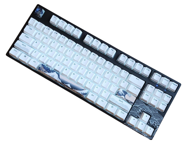 KBParadise New V80 White LED Backlight Great Wave Wired 87Key Mechanical Keyboard, Hot Swappable, 80% TKL Size,White Backlight, PBT Double Shot...