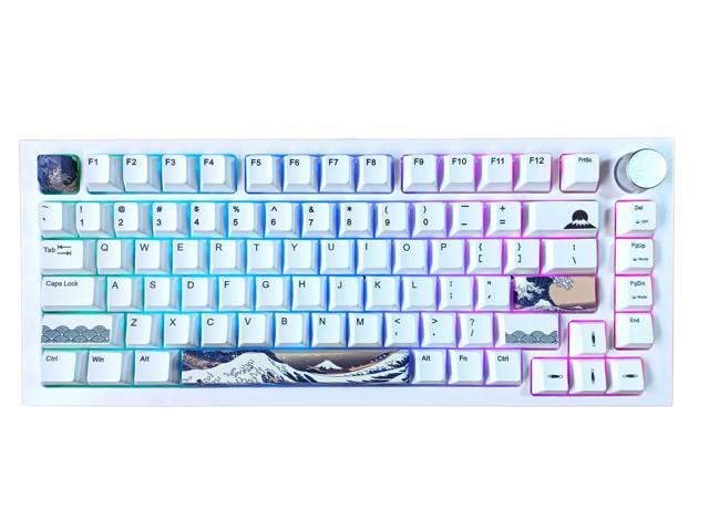 KB Paradise V75 RGB Backlight Great Wave Wired 75% 82Key Mechanical Keyboard, White Case,18 RGB Backlight Effects, Dye-sublimation keycap,Hot...