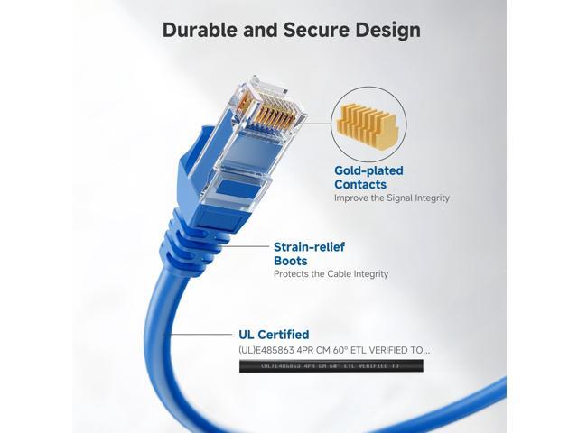 KEHIPI 10Gbps Snagless Cat 6 Ethernet Cable - 7ft, Cat 6 Cable, Cat6 Cord, Ethernet Cord, Blue