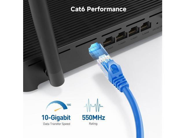 KEHIPI 10Gbps Snagless Cat 6 Ethernet Cable - 7ft, Cat 6 Cable, Cat6 Cord, Ethernet Cord, Blue