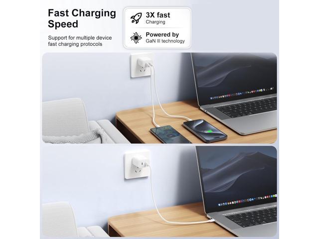 KEHIPI USB c Charger Block,Dual c Wall Block with c to c Cable,Type c Adapter, usbc Cube for iPhone 17/Pro/Pro Max/17 Air/iPhone 16/15 Pro...