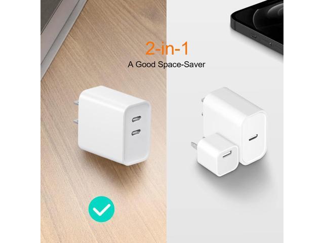 KEHIPI USB c Charger Block,Dual c Wall Block with c to c Cable,Type c Adapter, usbc Cube for iPhone 17/Pro/Pro Max/17 Air/iPhone 16/15 Pro...
