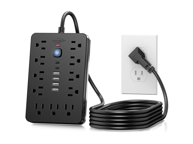 6 FT Flat Plug Surge Protector Power Strip,11 AC Outlets with 6 USB Ports 6 Feet Extension Cord with 11 Multiple Outlets &6 USB Ports (2 USB...