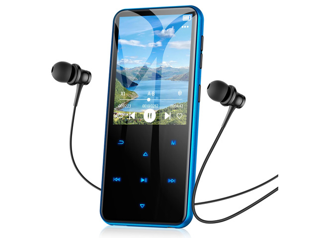 64GB MP3 Player with Bluetooth, M3 2.4'' Player with Speaker(Blue) with FM Radio, Touch Buttons, Supports Up to 128GB