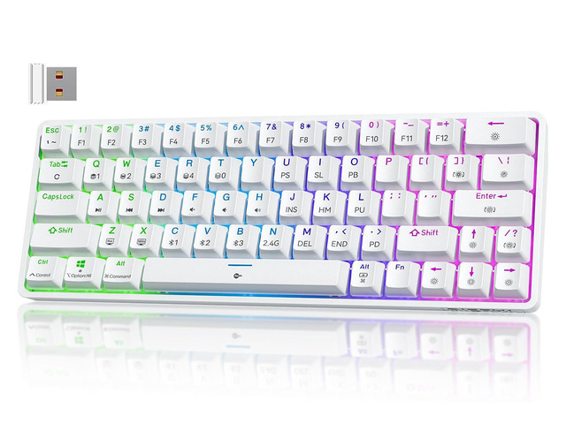 TMKB T63 Gaming Keyboard, 60% Wireless Mechanical Keyboard with Bluetooth/2.4G/Type-C, Compact 63 Keys Anti-Ghosting, RGB Backlight, Clicky Blue...