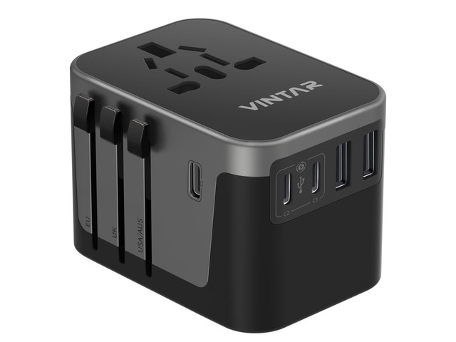Universal Travel Adapter 30W, International Power Adapter 3 USB C 2 USB A Ports, All-in-One Travel Essentials Plug Adapter, Worldwide Outlet...