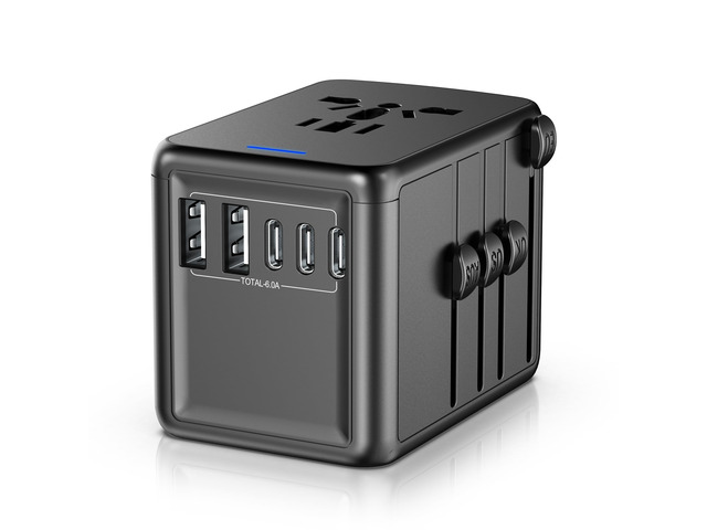 Universal Travel Adapter, 30W 6.0A 5 USB C/A Ports & 2500W AC Outlet International Power Adapter for Europe UK US AU 200+ Countries, for Phone...