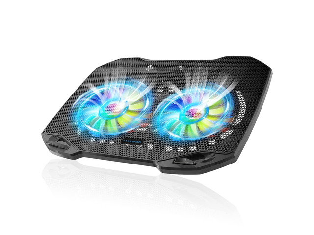Laptop Cooling Pad, Gaming Laptop Cooler with 2 Quiet Big Fans, RGB 7 Color Light Change, Portable USB Laptop Stand 11 to 15.6 Inch, Slim and Easy...