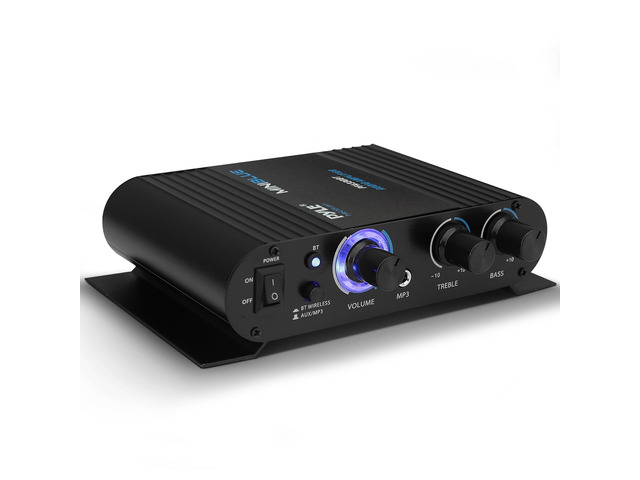 Wireless Bluetooth Home Audio Amplifier - 90W Dual Channel Mini Portable Power Stereo Sound Receiver w/ Speaker Selector, RCA, AUX, LED, 12V...