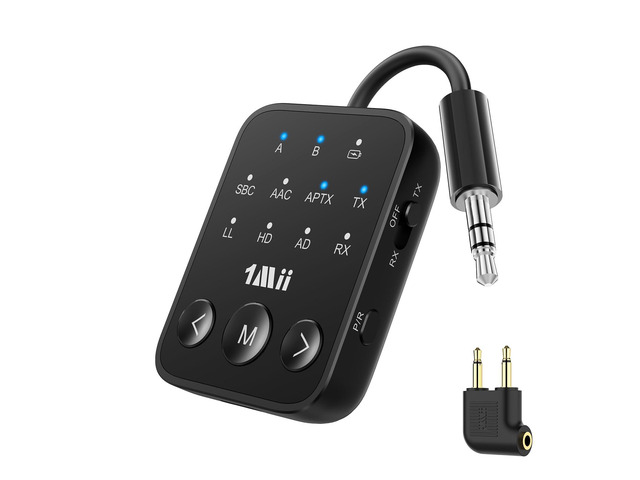 SafeFly Dot2 Bluetooth 5.3 Transmitter Receiver for Airplane, TV 3.5mm AUX Wireless Audio Adapter, Dual Link for 2 Headphones, aptX Adaptive HD...