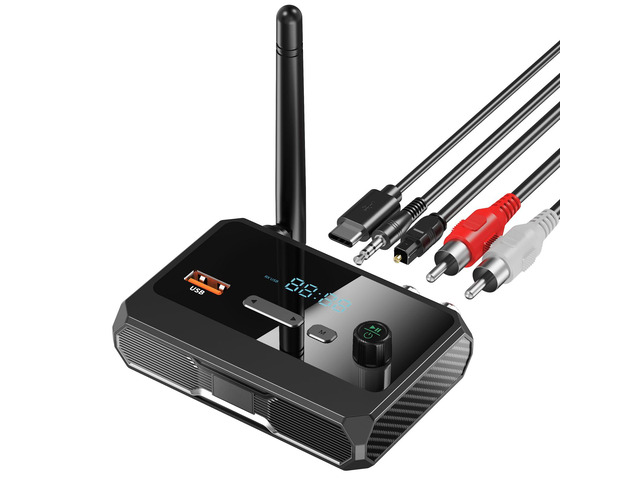 Bluetooth 5.3 Receiver for Home Stereo, RCA Bluetooth Adapter, Low Latency & HD Music Audio, Support Optical AUX 3.5mm, RCA Receiver Adapter for...