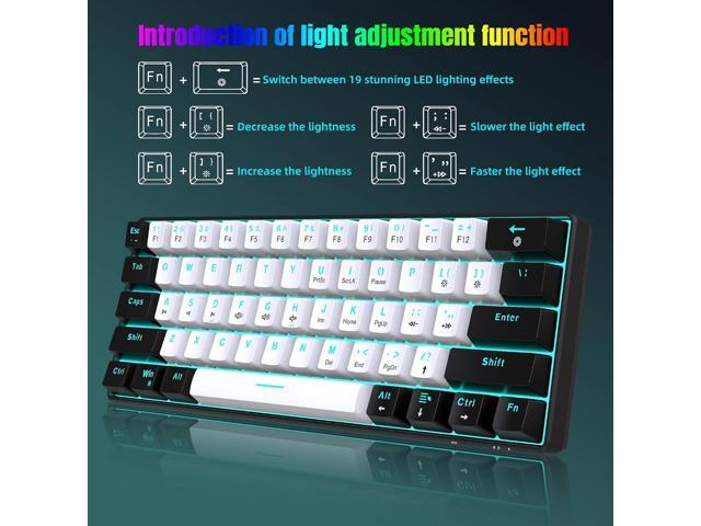 Snpurdiri 60% Wired Mechanical Gaming Keyboard, Ice Blue LED Backlit 61 Keys Mini Wired Office Keyboard for Windows Laptop PC Mac (Black-White, Red...