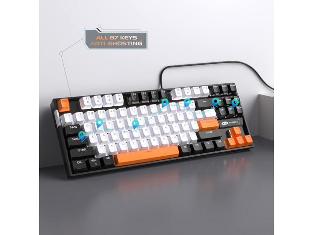 MageGee 75% Mechanical Gaming Keyboard, Yellow Switch, LED White Backlit, 87 Keys Compact TKL Wired Computer Keyboards for Windows Laptop PC Gamer...